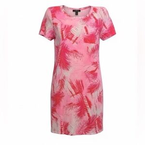 NWT Stella Parker Collection Short Sleeves Shift Dress Hot Pink Multi XL